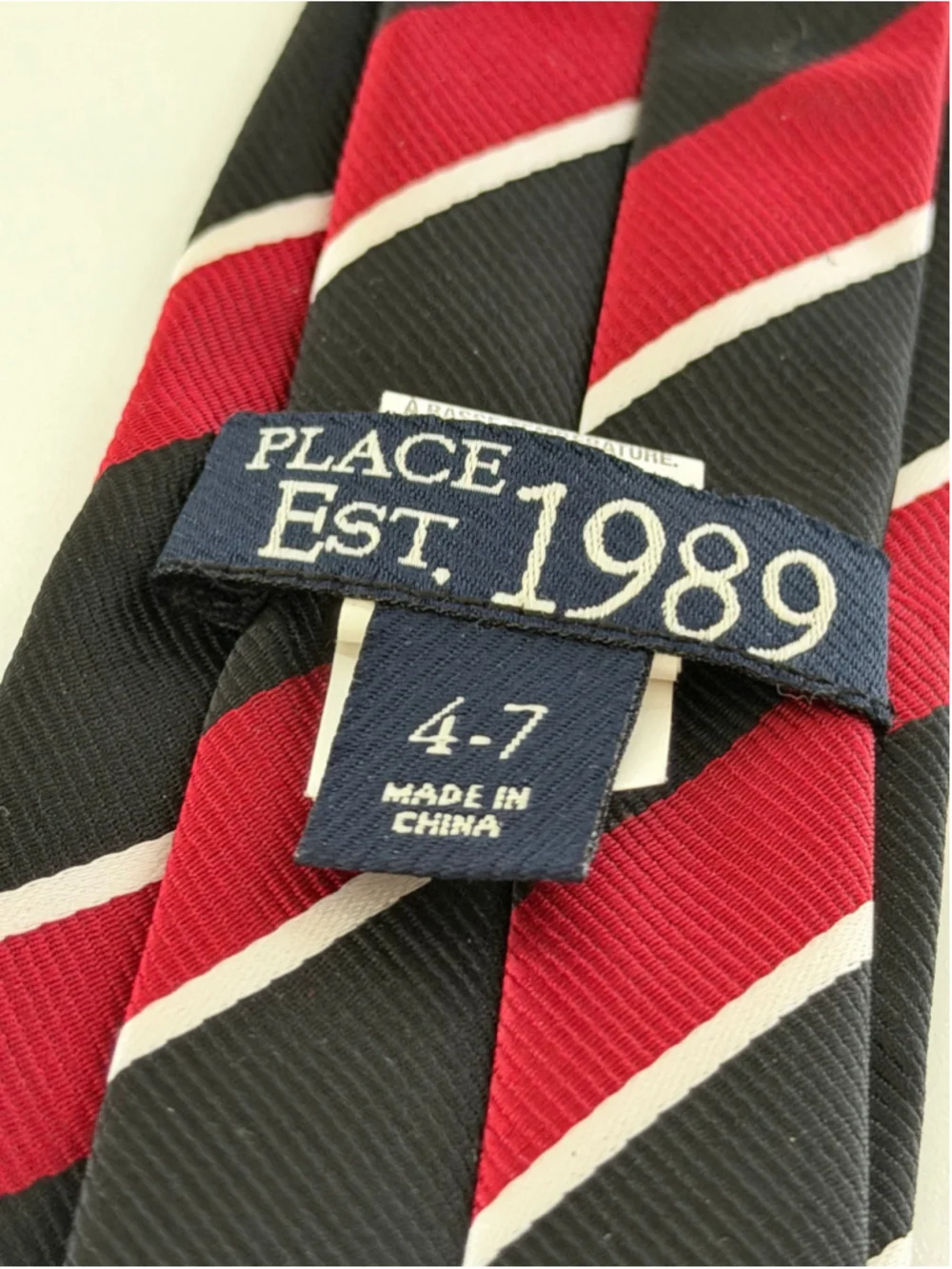 The Children’s Place Boys Clip-On Tie Size 4-7 – Red Black White Striped